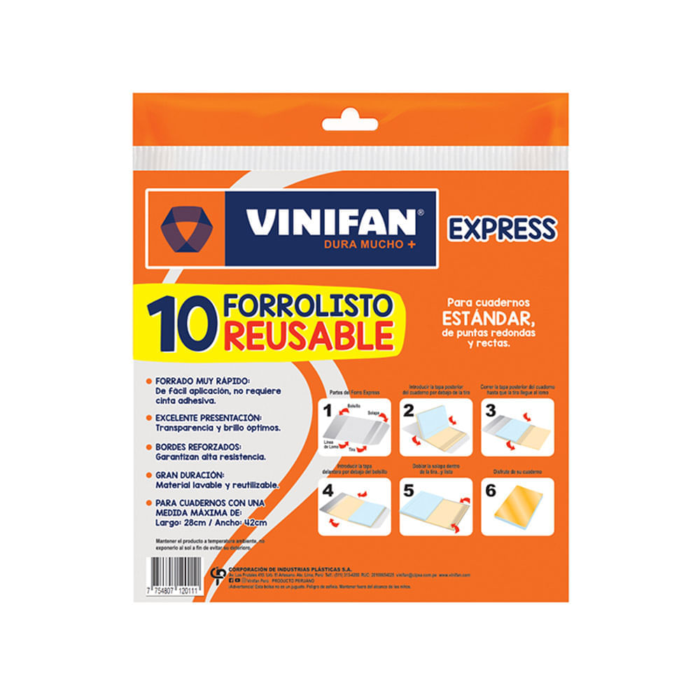 Vinifan Forro Plástico Reusable Forrolisto Paquete 10 unid