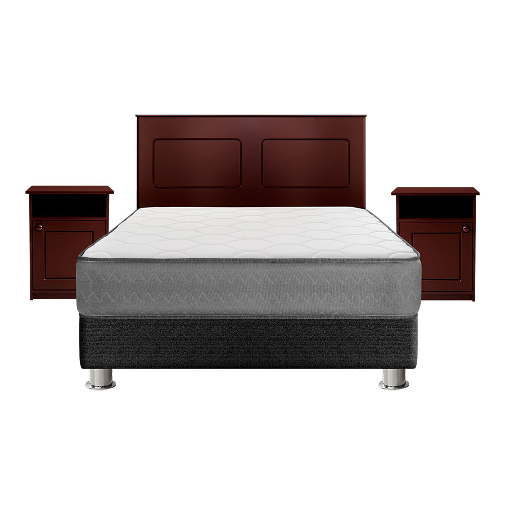 Box Tarima 2 Plazas Forli Polaris + Cabecera + Veladores + 2 Almohadas