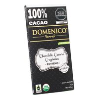 Chocolate Oscuro sin Azúcar 100% Cacao Extremo Domenico Tableta 70 g