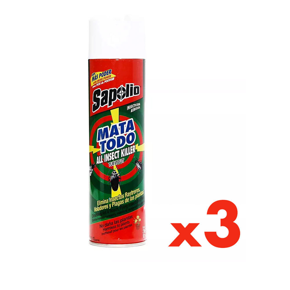Insecticida Sapolio Mata Todo Pack 3 Unidades de 360 ml c/u