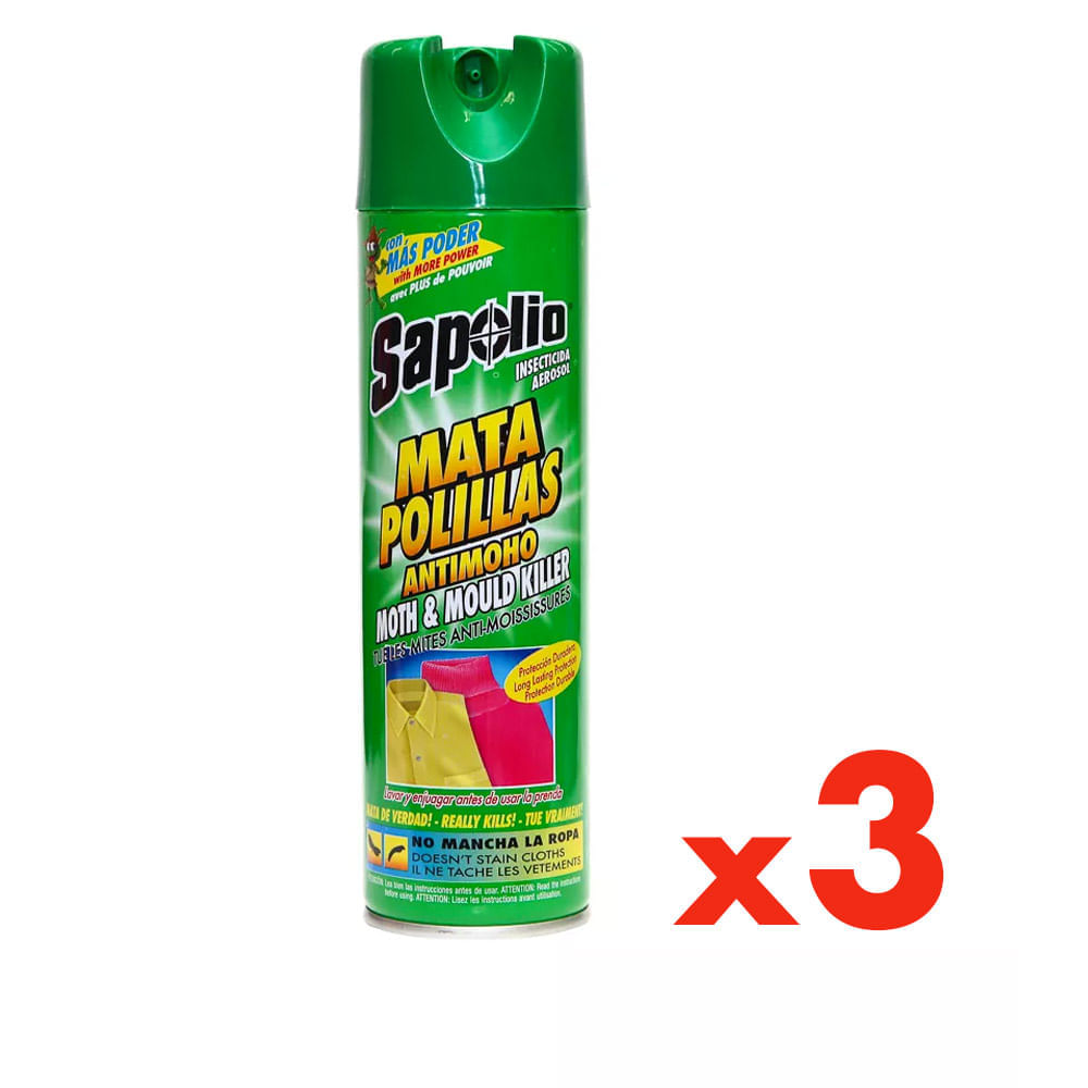 Insecticida Sapolio Mata Polilla Pack 3 Unidades de 360 ml c/u