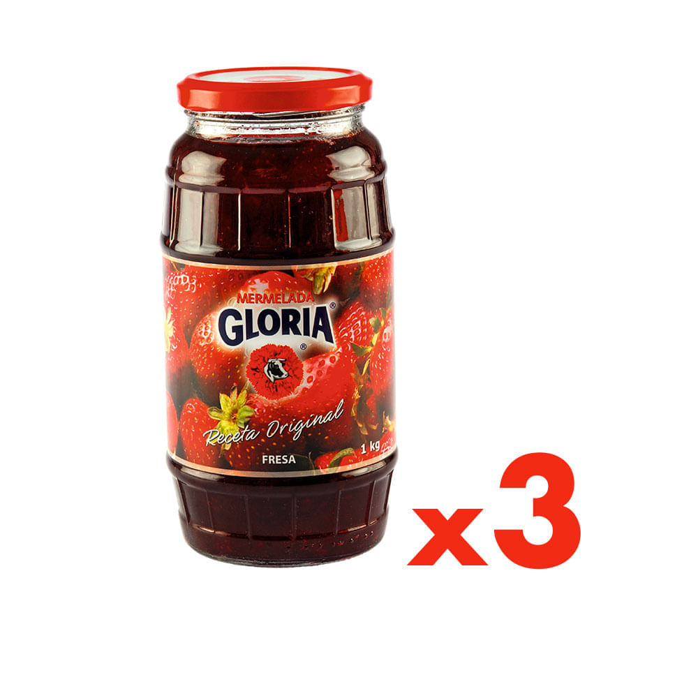 Mermelada Gloria Fresa Pack 3 Frascos de 1 kg c/u