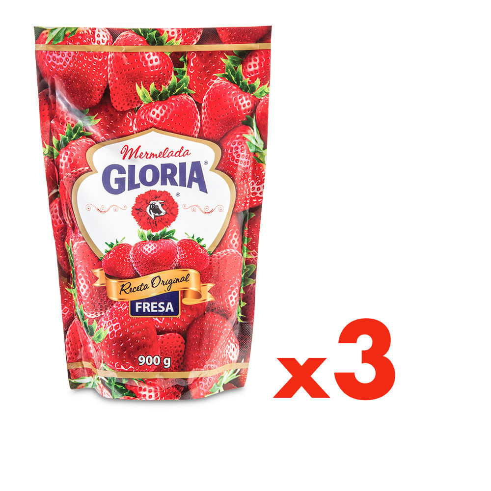 Mermelada Gloria Fresa Pack 3 Doypack de 900 g c/u