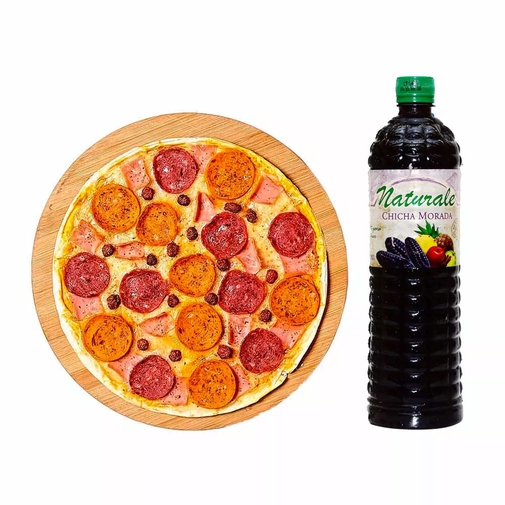 Pizza Carnívora Familiar Metro + Chicha Morada Naturale 1 Litro