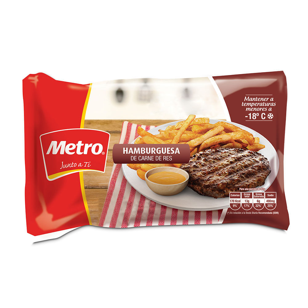 Hamburguesa de Res Metro Bolsa 12un