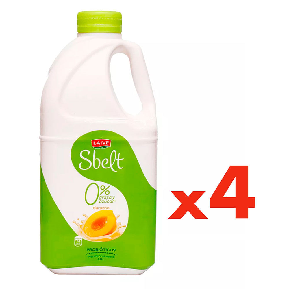 Yogurt Light Sbelt Durazno Pack 4 Botellas de 1.8 Litros c/u