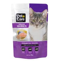 Pet Care Snacks para Gatos Adultos Trozos Sabores Marinos Doypack 95 g