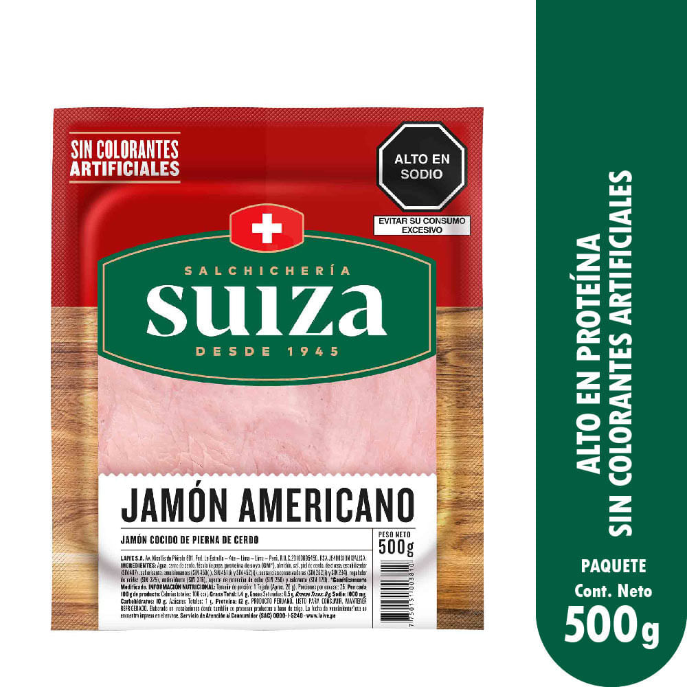 Jamón Americano Suiza 500g
