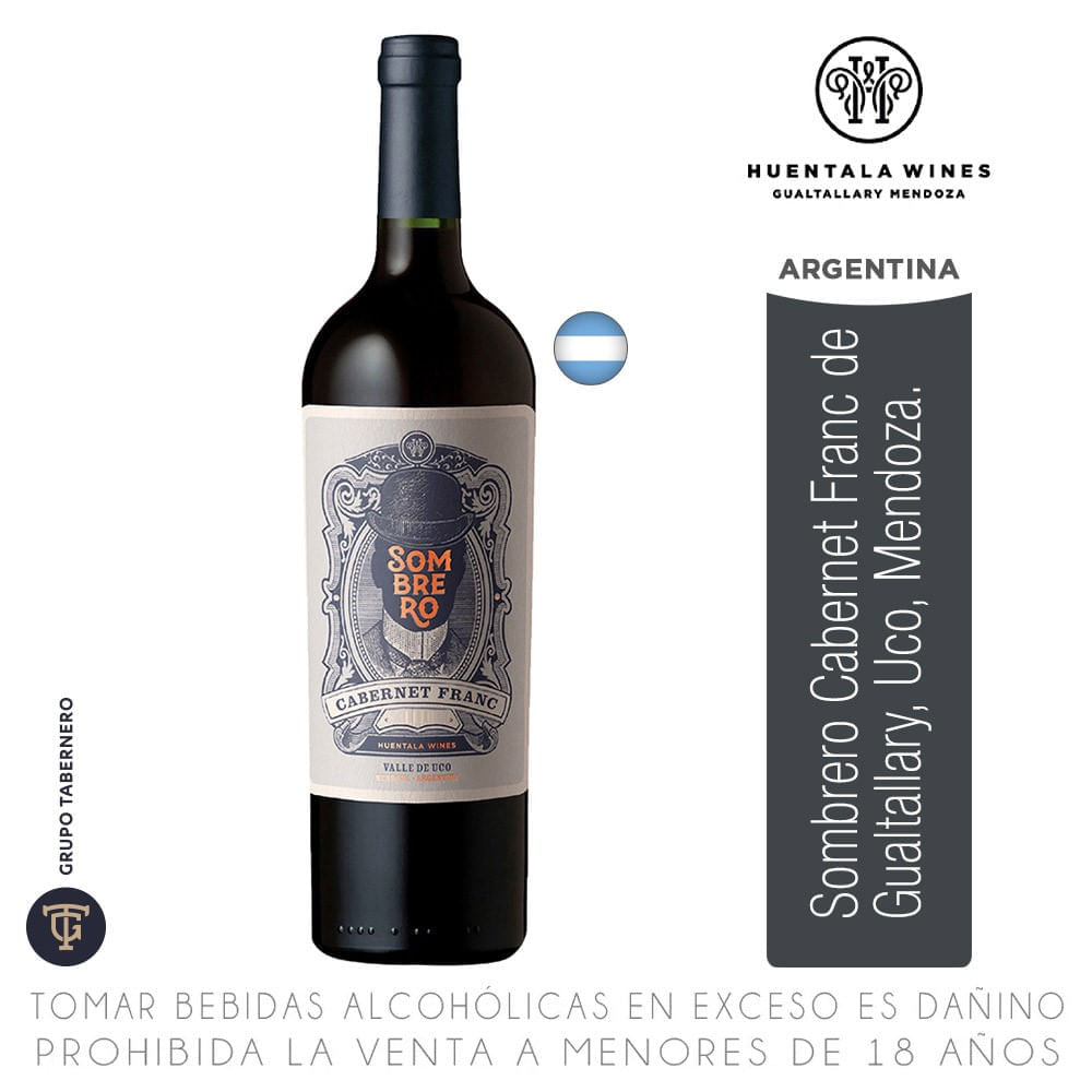 Vino Tinto Cabernet Franc Sombrero Reserva Botella 750ml
