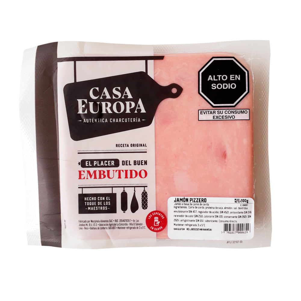 Jamón Pizzero Casa Europa Paquete 200 g