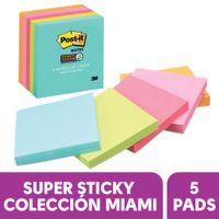 Notas Súper Adhesivas Post-it Miami 5 Blocs