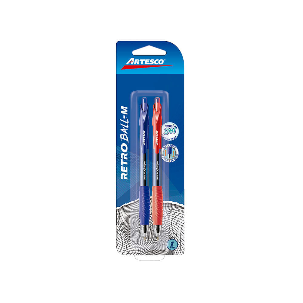 Artesco Lapicero Tinta Semi Gel Retráctil Ball-M Blíster 2 unid