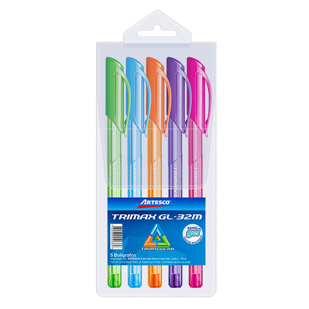 Artesco Estuche Boligrafo Trimax Colors x5