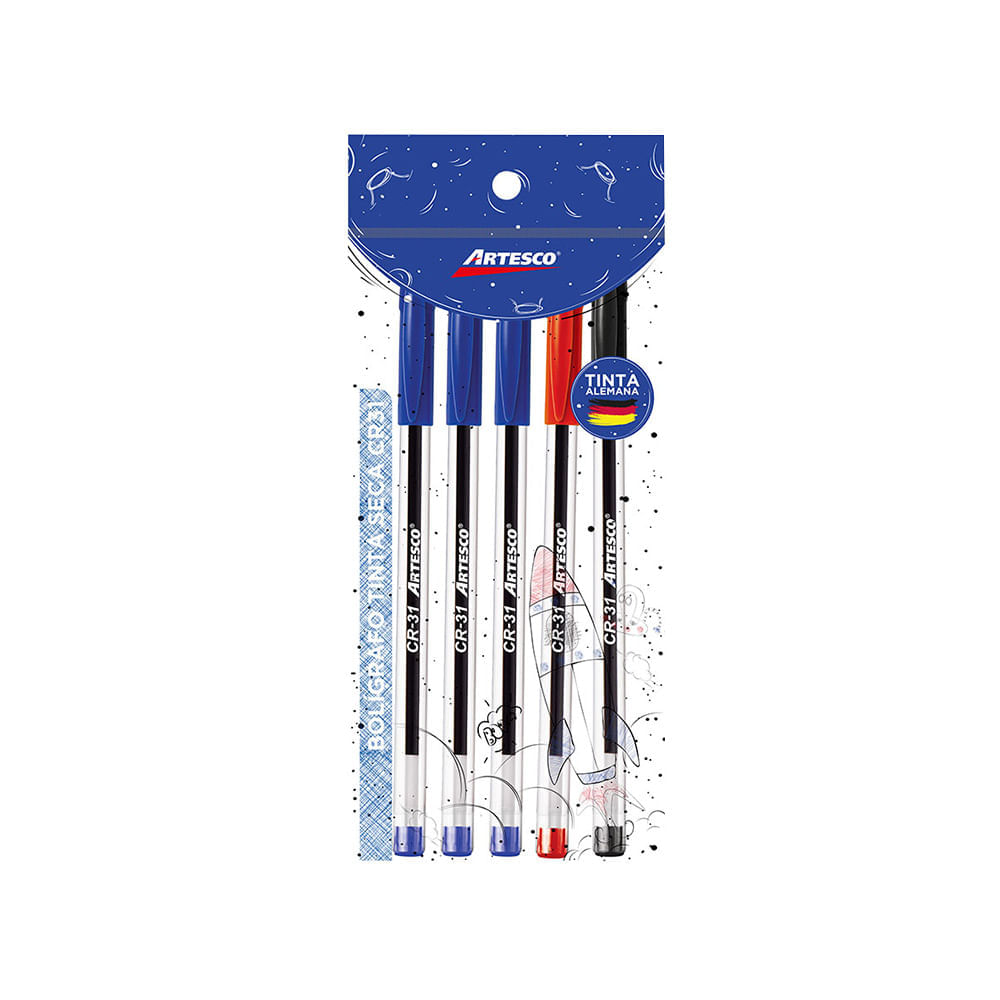 Artesco Lapicero Tinta Seca CR-31 Blíster 5 unid