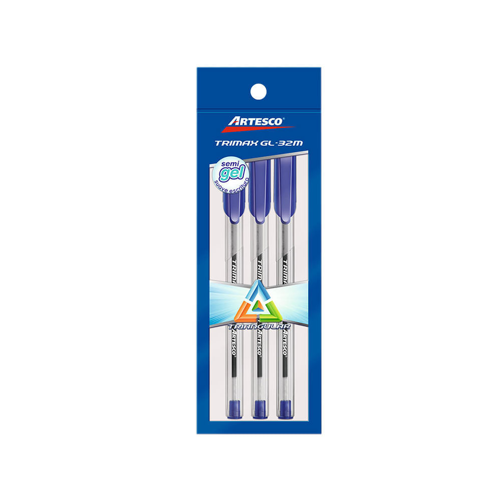 Artesco Lapicero Tinta Semi Gel Trimax GL-32M Azul Caja 3 unid