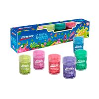 Artesco Témpera Escarchadas Poster Paint Glitter Pote 20 ml Caja 6 unid