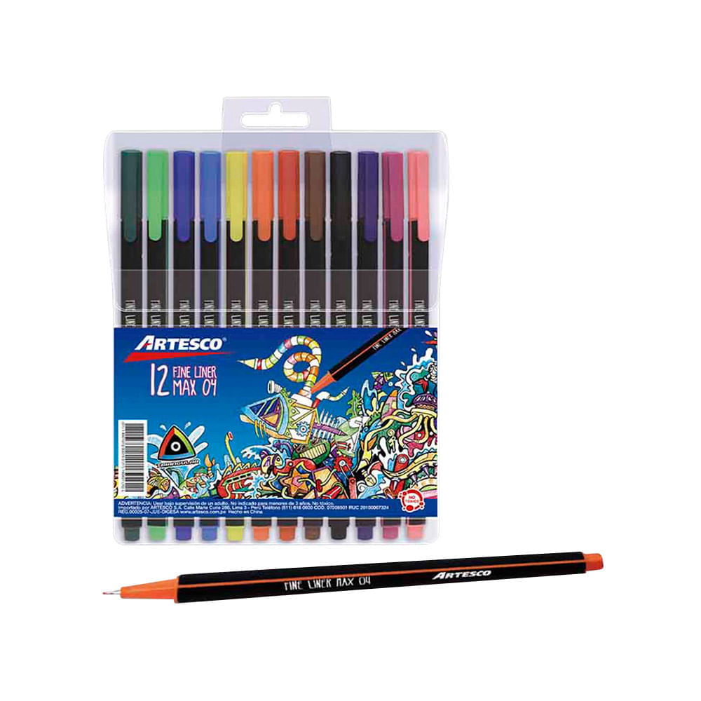 Artesco Lapicero Fine Liner Max 04 Estuche 12 unid