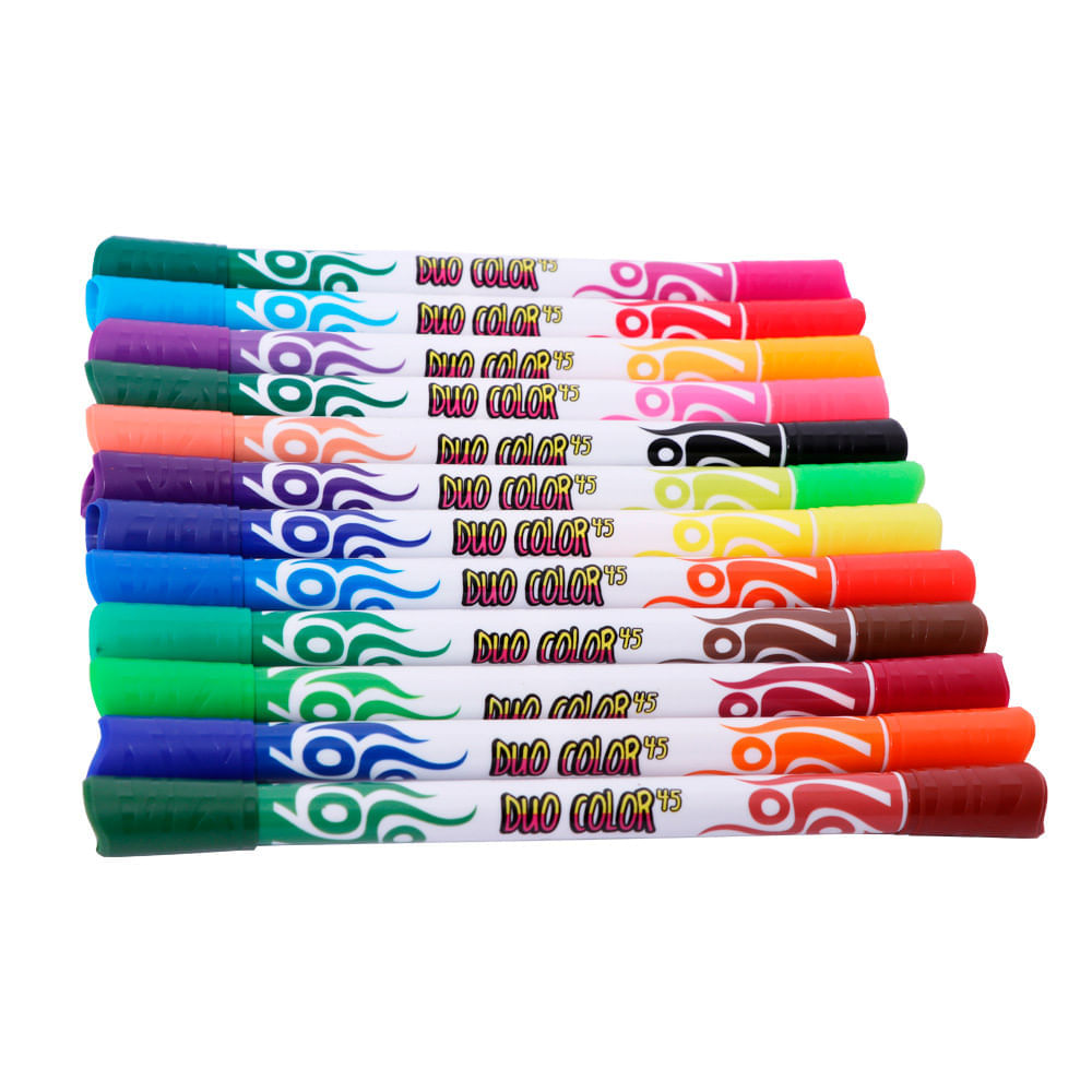 Artesco Plumones Doble Punta Duo Color 45 Estuche 12 unid