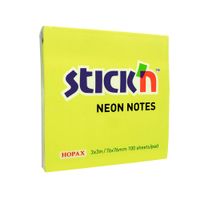 Stick'n Notas Adhesivas Neón Amarillo Pack 100 unid
