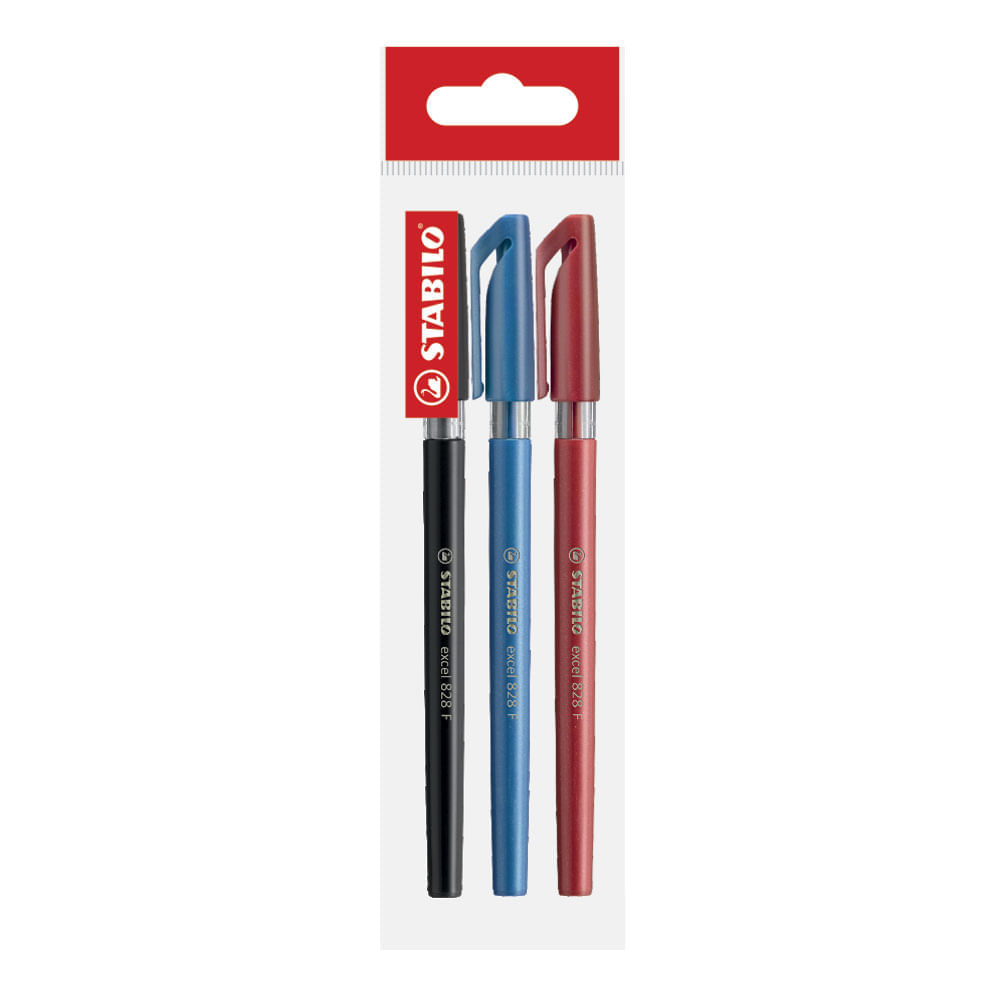 Lapicero Excel Stabilo Azul + Negro + Rojo