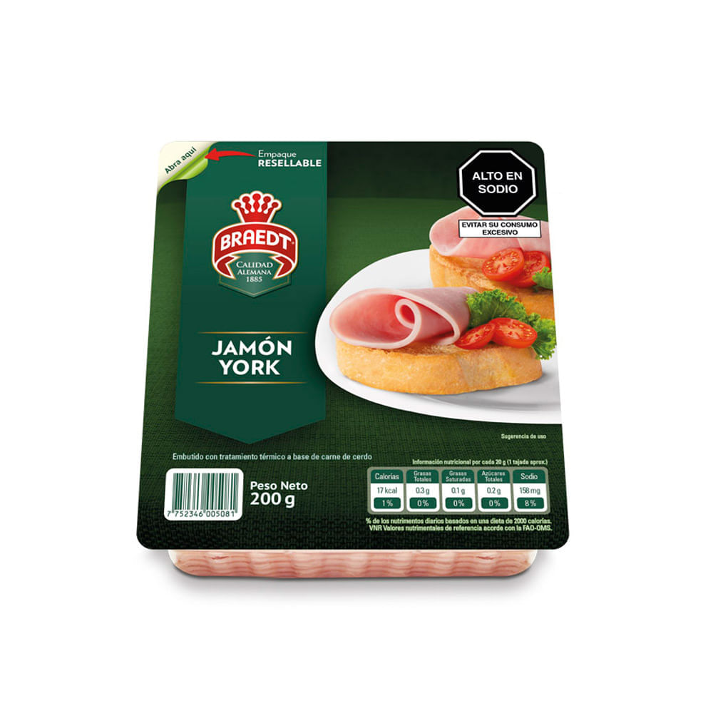 Jamón York Braedt Paquete 200 g