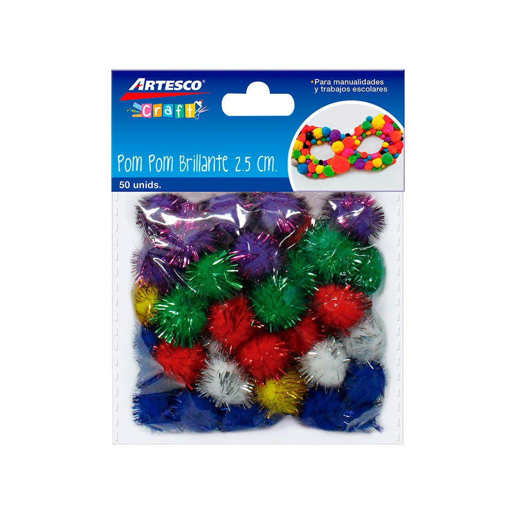 Artesco Pom Pom 2.5 cm Brillante Bolsa 50 unid