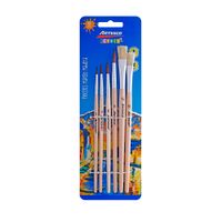 Set X 6 Pinceles P Pony Punta Redonda Plana Mango Madera