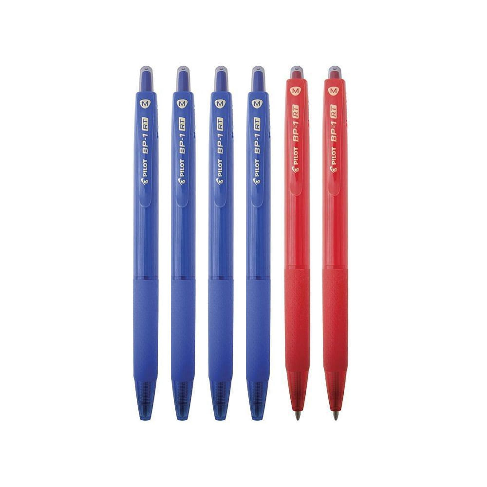 Pilot Lapicero Tinta Seca BP-1 RT Blíster 6 unid Azul / Rojo