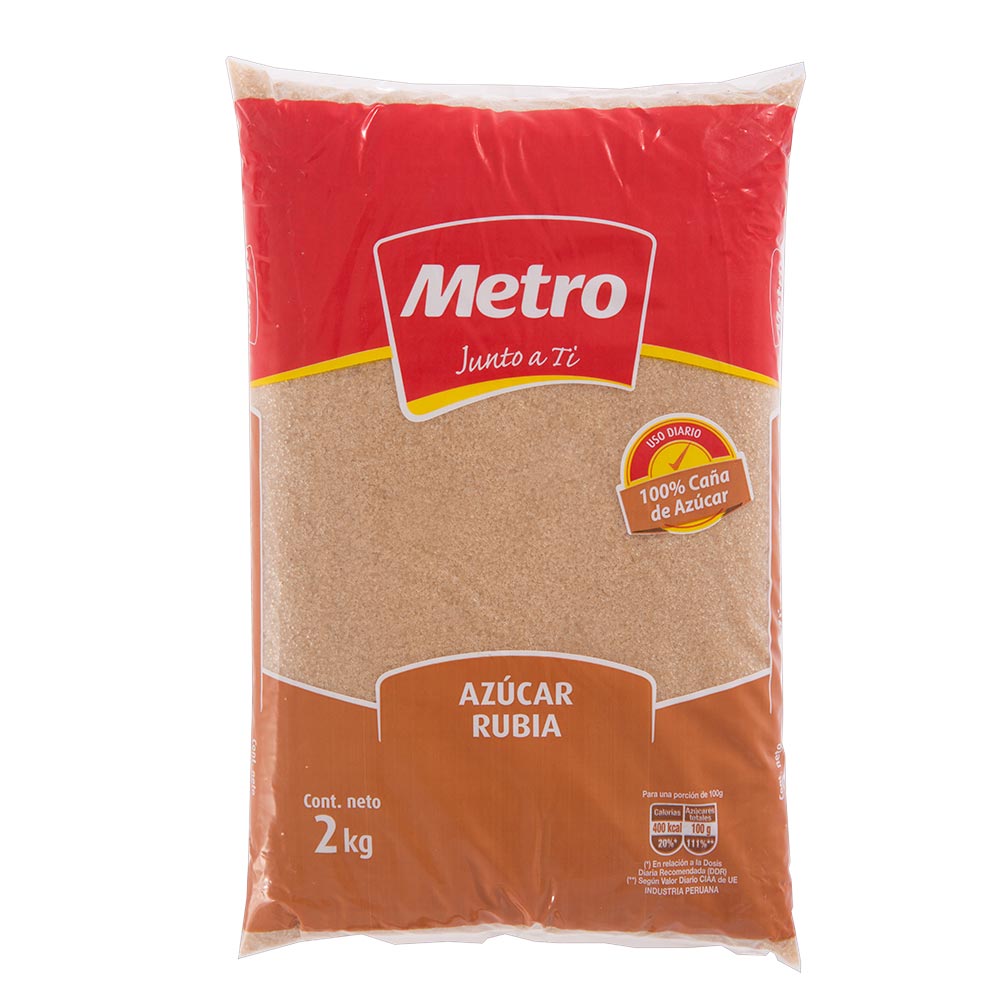 Azúcar Rubia Metro Bolsa 2 Kg