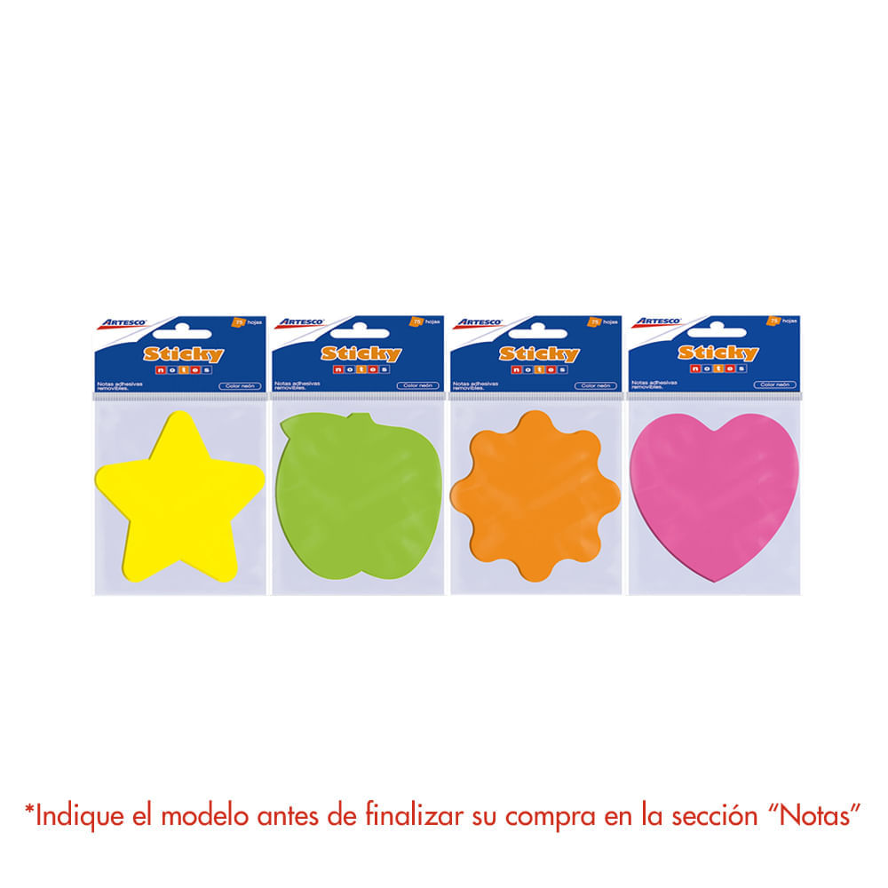 Artesco Notas Adhesivas Removibles Sticky Notes Neón Bolsa 75 unid Surtido