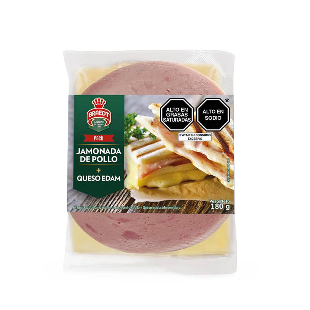 Pack Jamonada de Pollo + Queso Edam Braedt Paquete 180 g