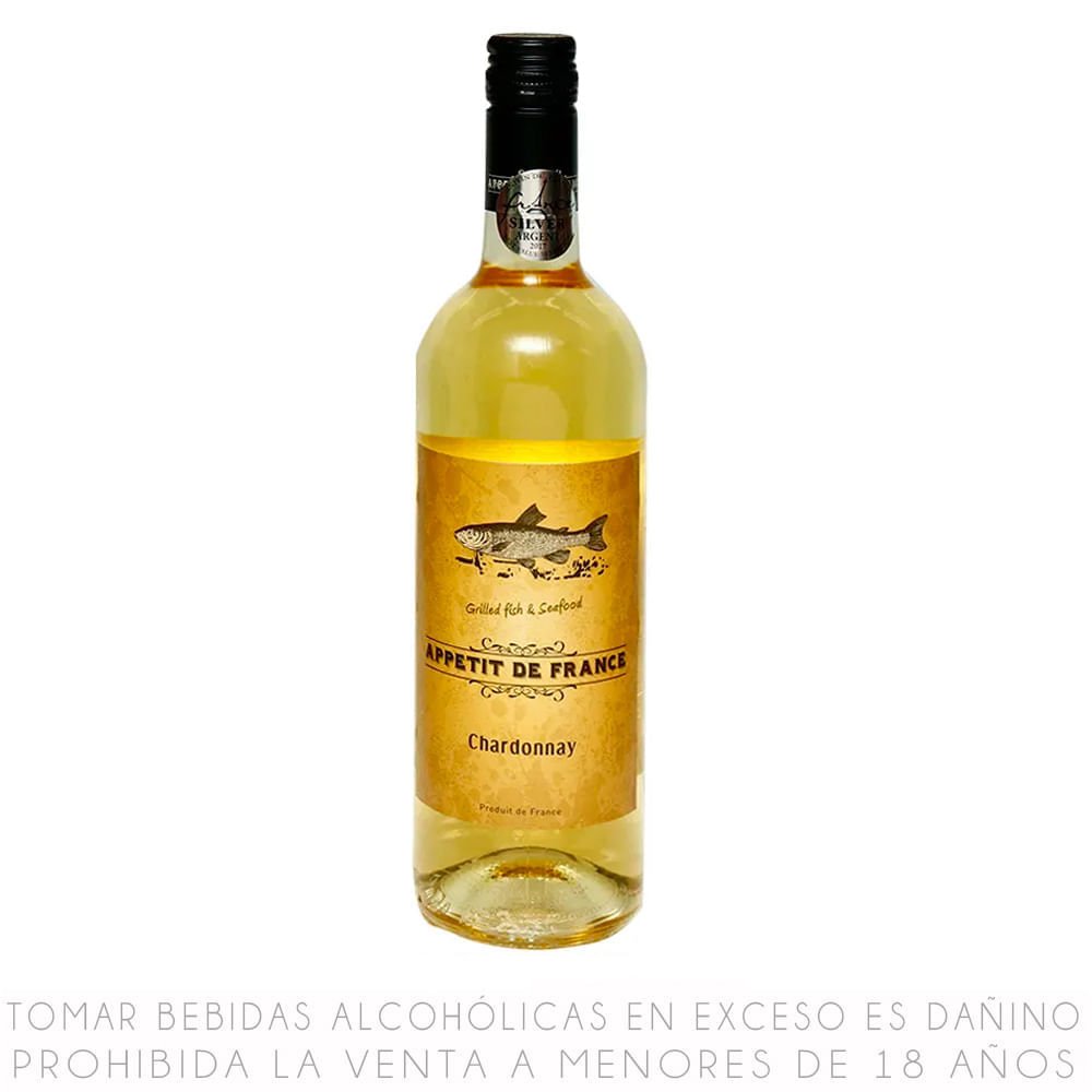 Vino Blanco Chardonnay Appetit De France Botella 750ml