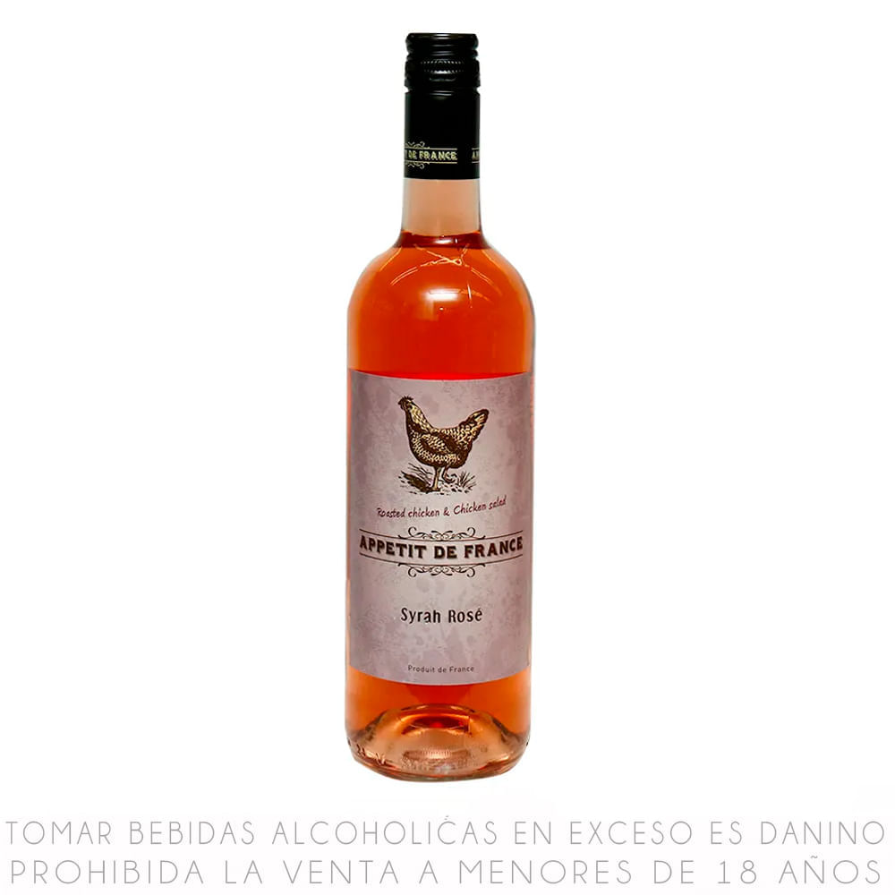 Vino Rosé Syrah Appetit De France Botella 750ml