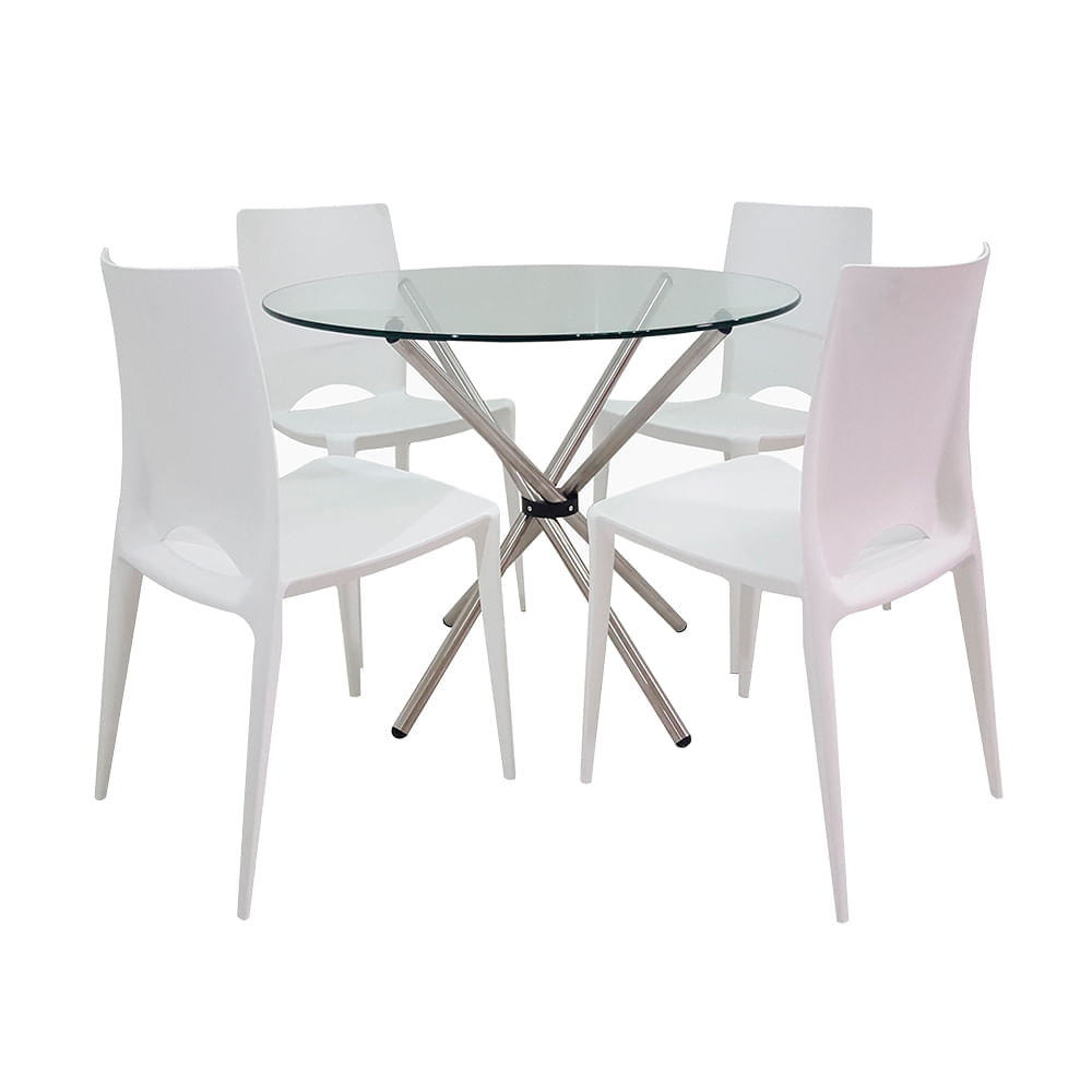 Mesa Rauny 90cm + Silla Londena Blanco 4un
