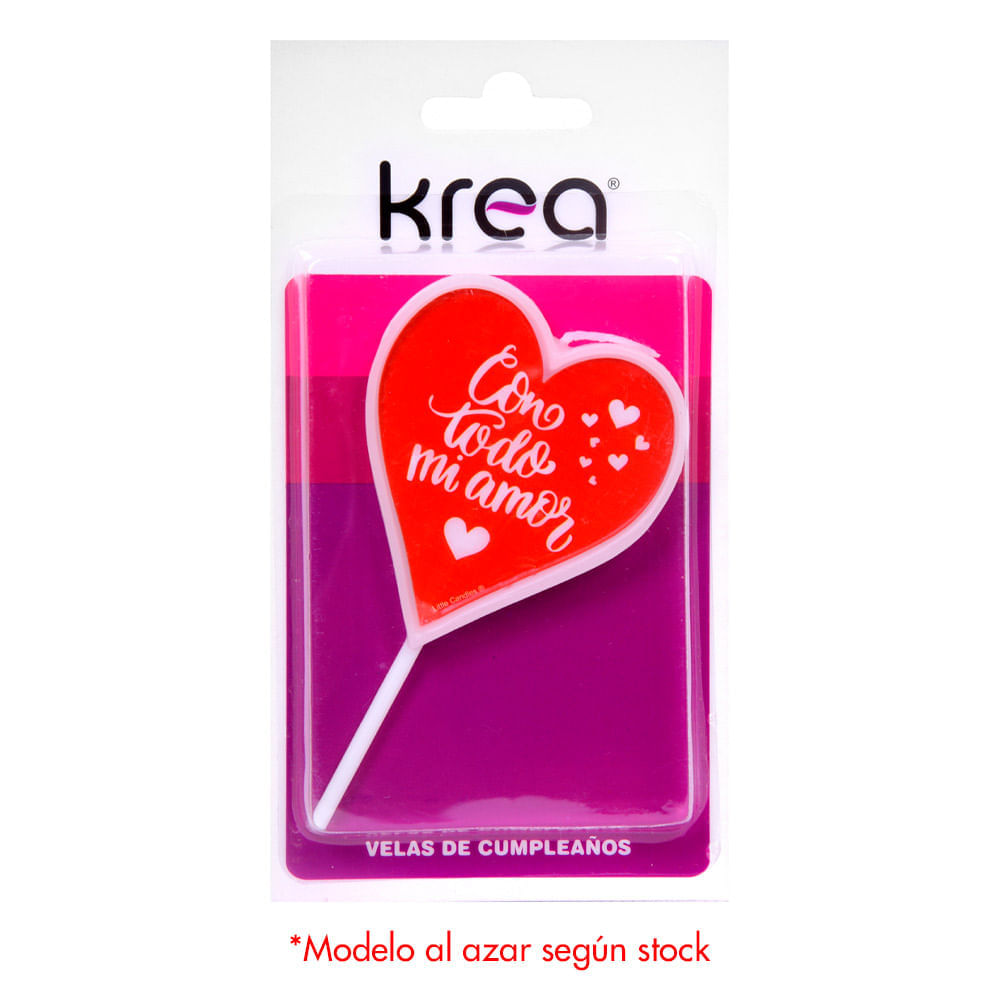 Krea Vela de Cumpleaños Grande Corazón Surtido