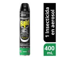 Insecticida en Aerosol Raid Acción Total Mata Cucarachas Moscas y Mosquitos Lavanda 400ml