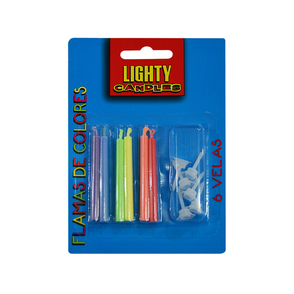 Lighty Candles Vela Flama de Colores Blíster 6 unid
