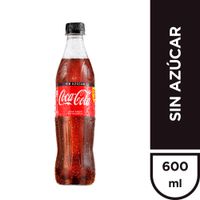 Gaseosa Coca Cola Zero Botella PET 600 ml