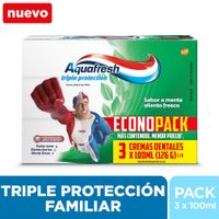 Pack x3 Pasta Dental Aquafresh Triple Protection 100ml