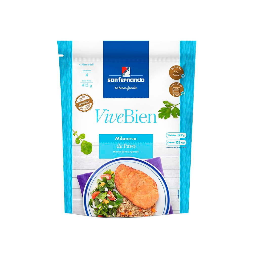 Milanesa de Pavo San Fernando Bolsa 4 Unid / 415 g