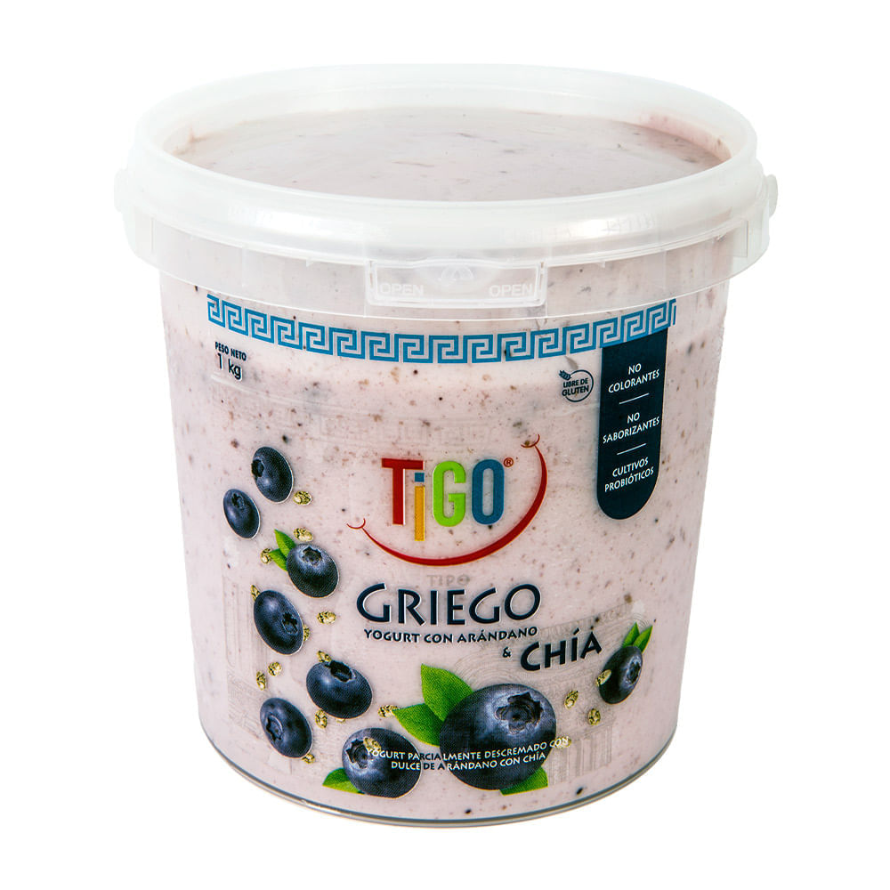Yogurt Griego Tigo Con Arándano y Chía Balde 1 Kg