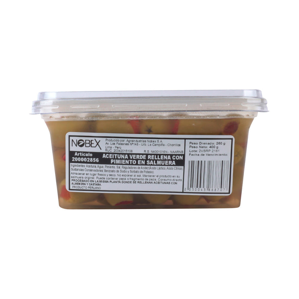 Aceitunas Verdes Rellenas con Pimiento 260g