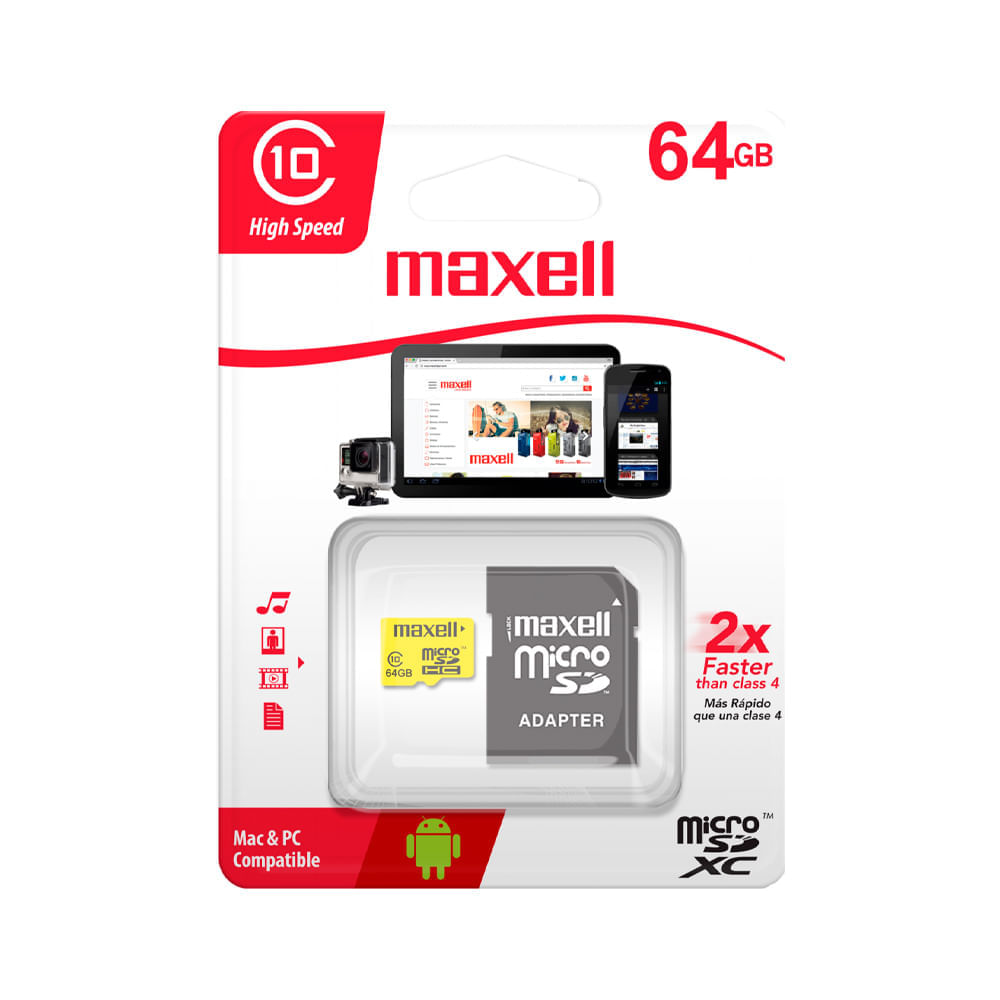 Maxell Memoria MicroSDHC 64GB + Adaptador