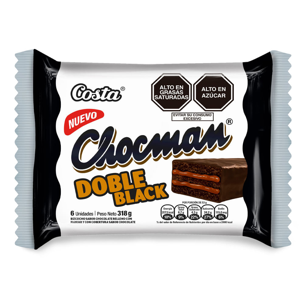 Bizcocho Relleno Chocman Doble Black Pack 6 unid