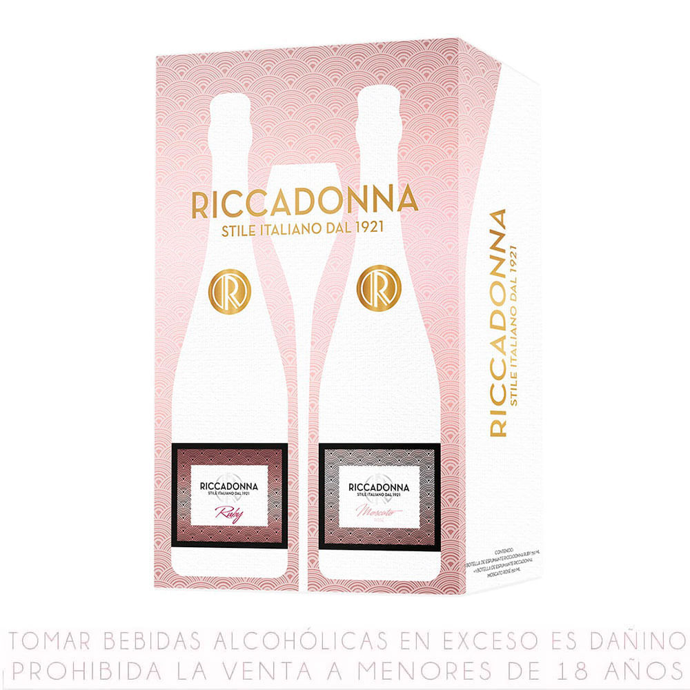 Pack Espumante Riccadonna Botella 750ml: Ruby + Moscato