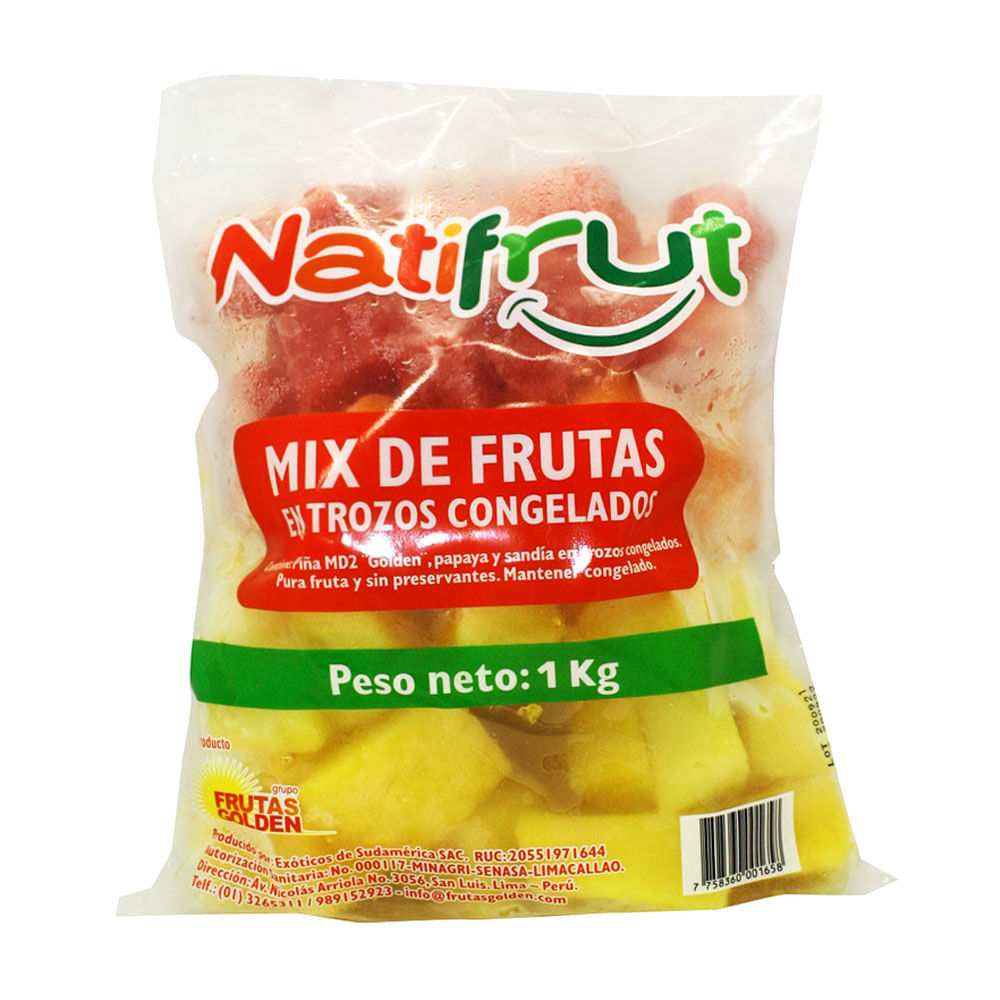 Fruta en Trozos Piña, Papaya y Sandía Congelada Natifrut 1kg