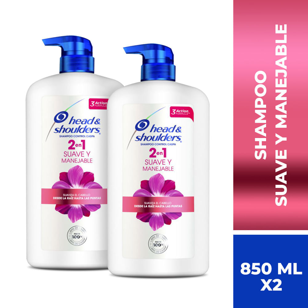 Twopack Shampoo 2 en 1 Head & Shoulders Suave y Manejable 850ml