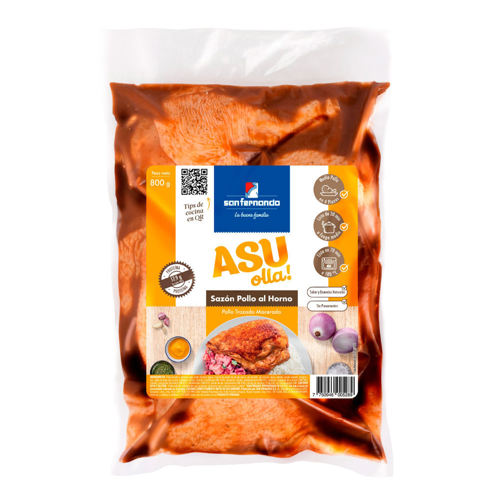 Pollo al Horno San Fernando Bolsa 800 g / Medio pollo en 4 Piezas