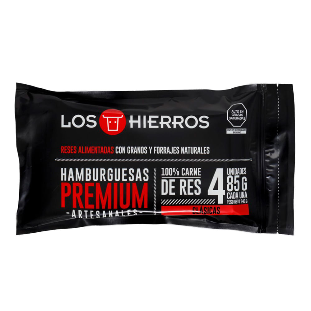 Hamburguesas Premium Artesanales Clásicas Los Hierros Bolsa 4 Unid / 340 g