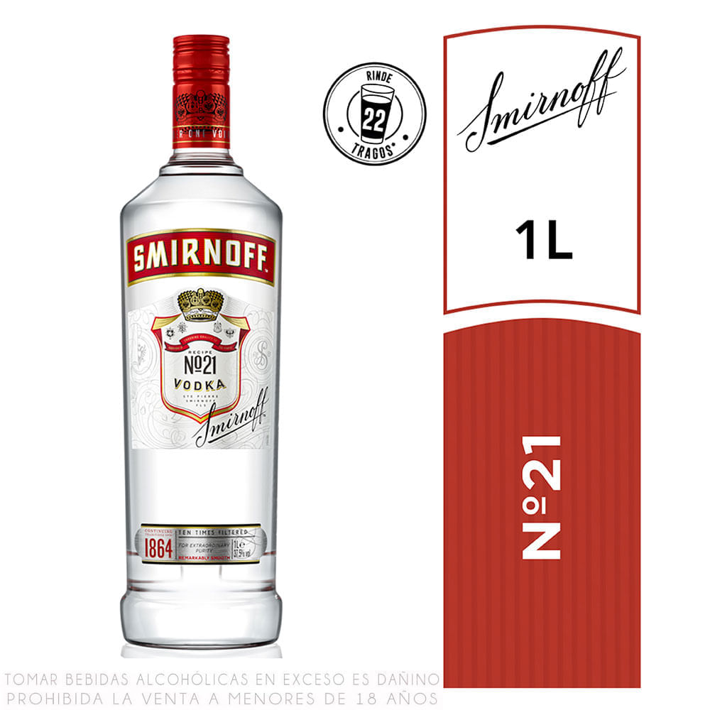 Botella Vodka Smirnoff Red 1 L